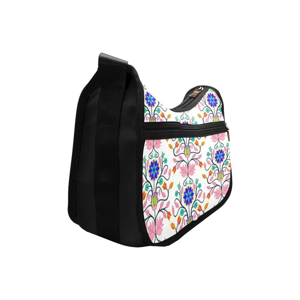 Floral Beadwork Four Clans White Crossbody Bags