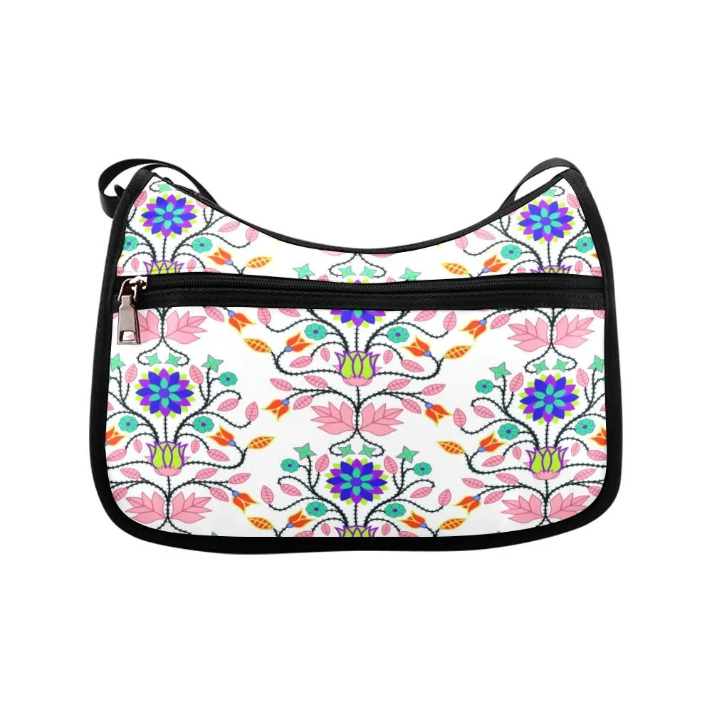 Floral Beadwork Four Clans White Crossbody Bags