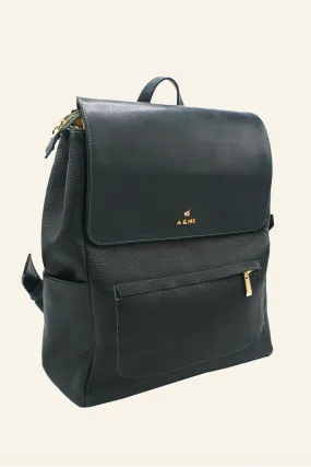 Forest Green Leather Backpack