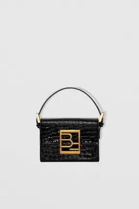 FRAN BLACK GLOSSY CROCO EMBOSSED LEATHER