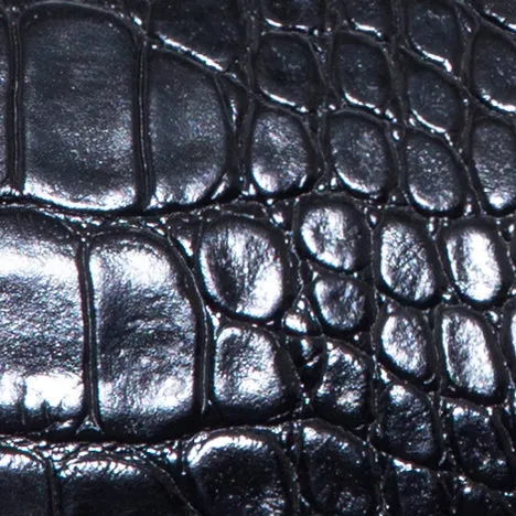 FRAN BLACK GLOSSY CROCO EMBOSSED LEATHER