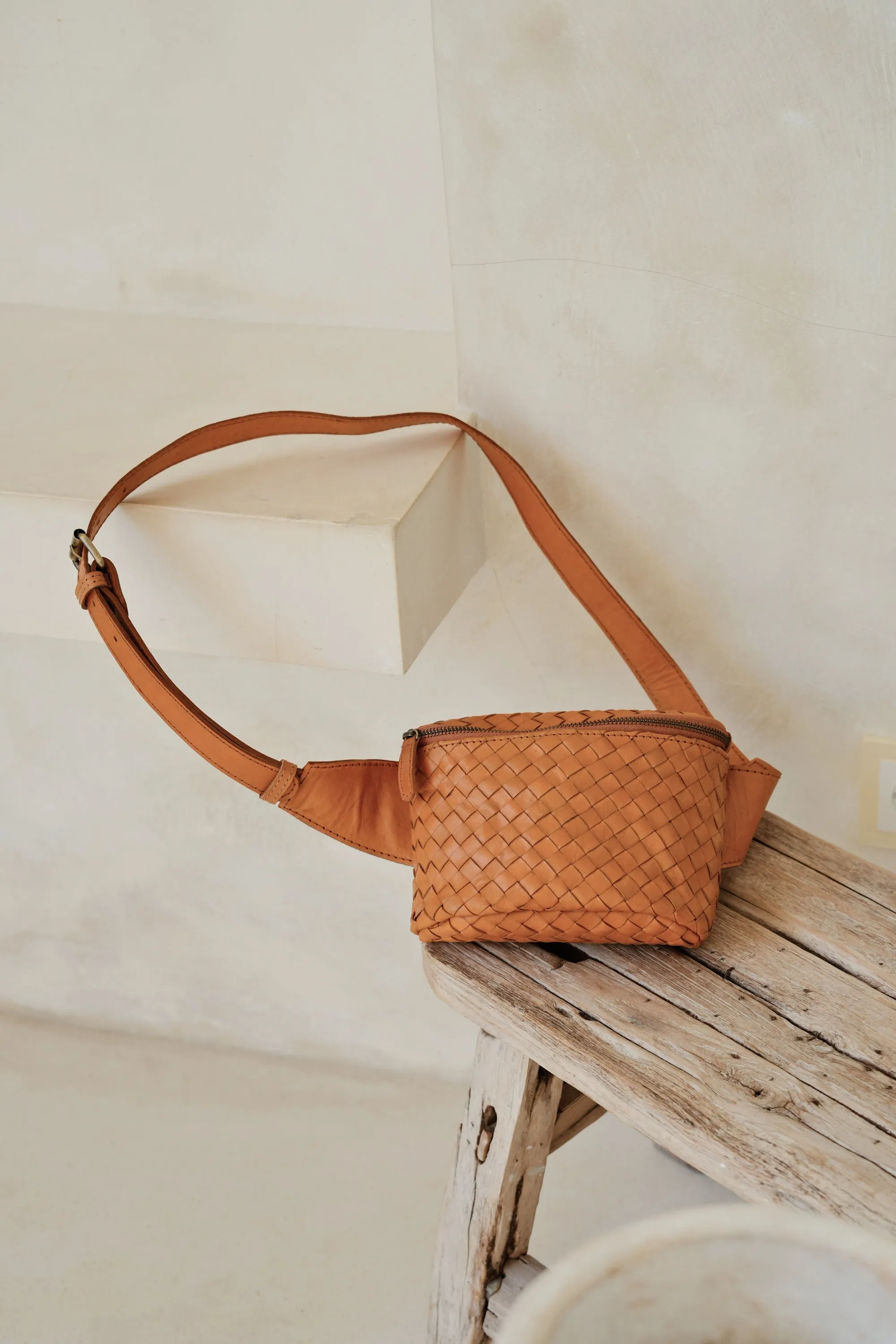 Francesca Handwoven Leather Belt Bag