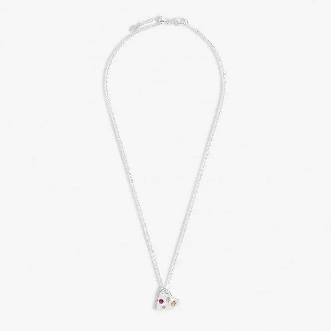 Gem Glow Hammered Heart Silver Plated 50cm Adjustable Necklace 7181