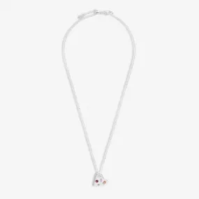 Gem Glow Hammered Heart Silver Plated 50cm Adjustable Necklace 7181