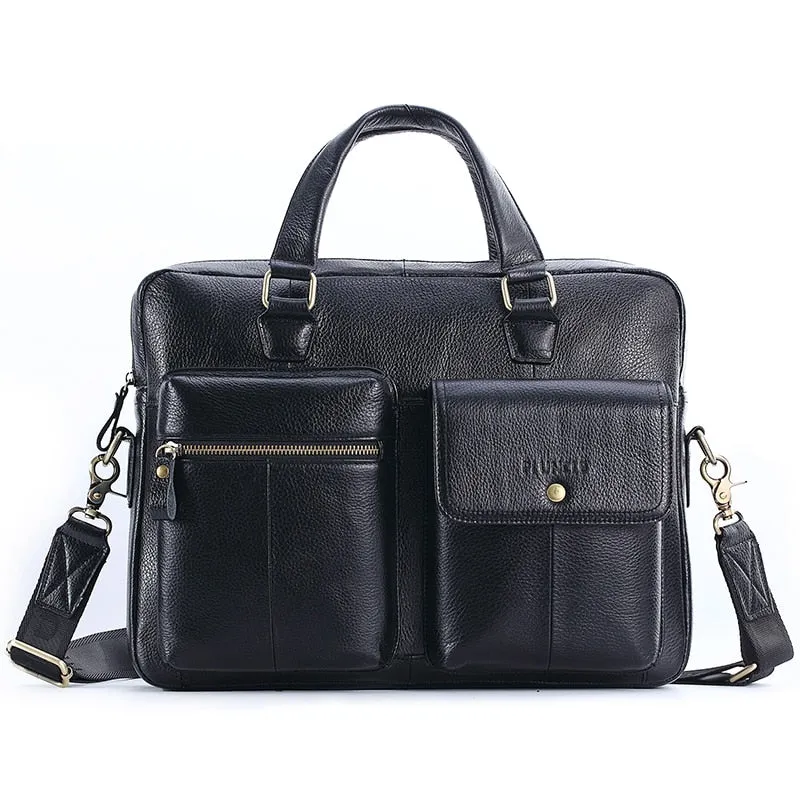 Genuine Leather Handbag Large Business Travel