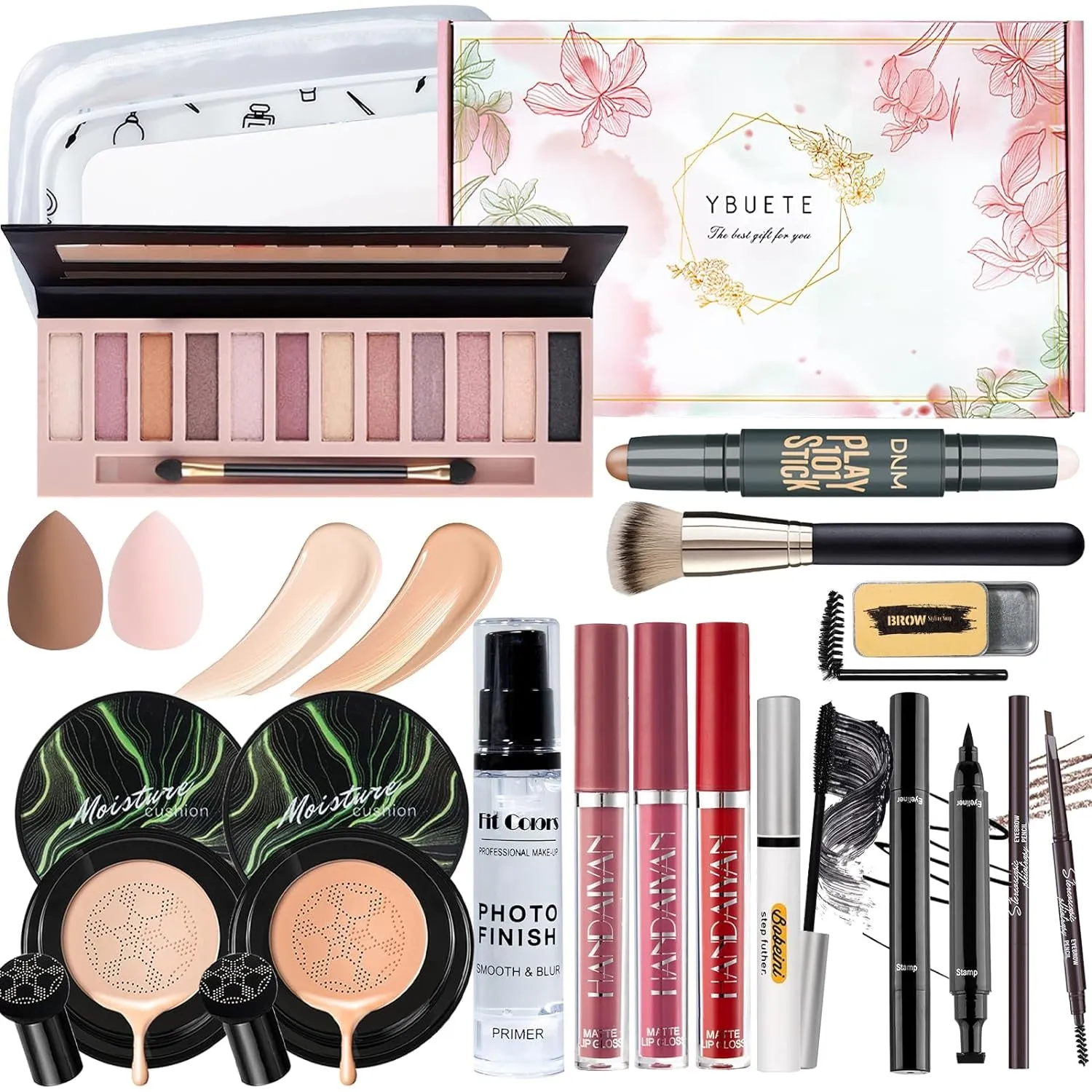 Glam Essentials Makeup Kit for Women & Teens - Complete Set with Eyeshadow, Lipsticks, Brushes & More