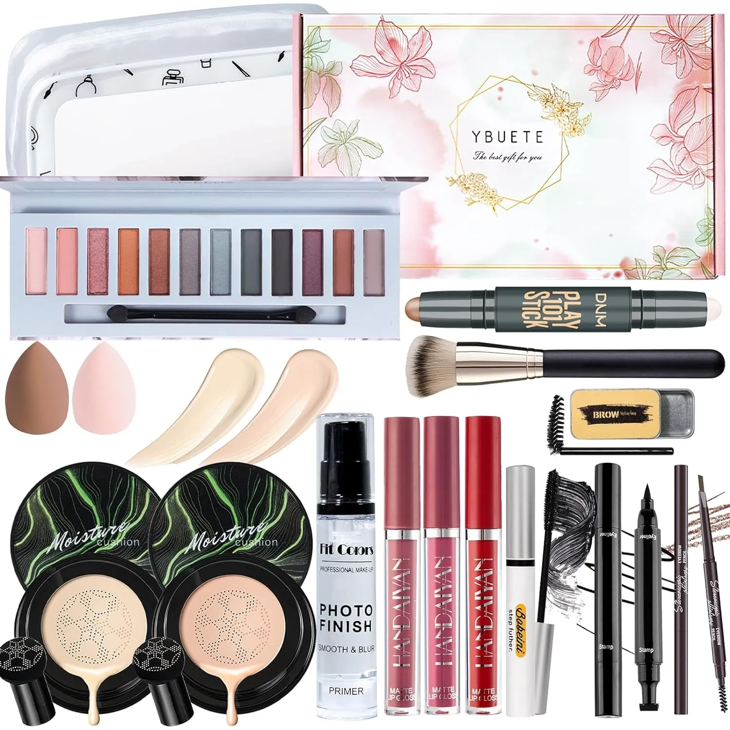 Glam Essentials Makeup Kit for Women & Teens - Complete Set with Eyeshadow, Lipsticks, Brushes & More