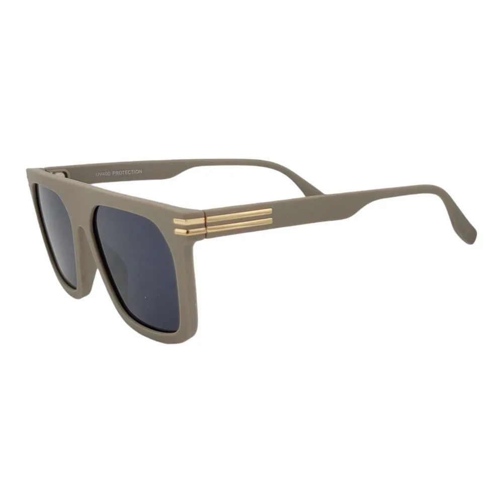 Gold Striped Accent Flat Top Designer Inspired Sunglasses