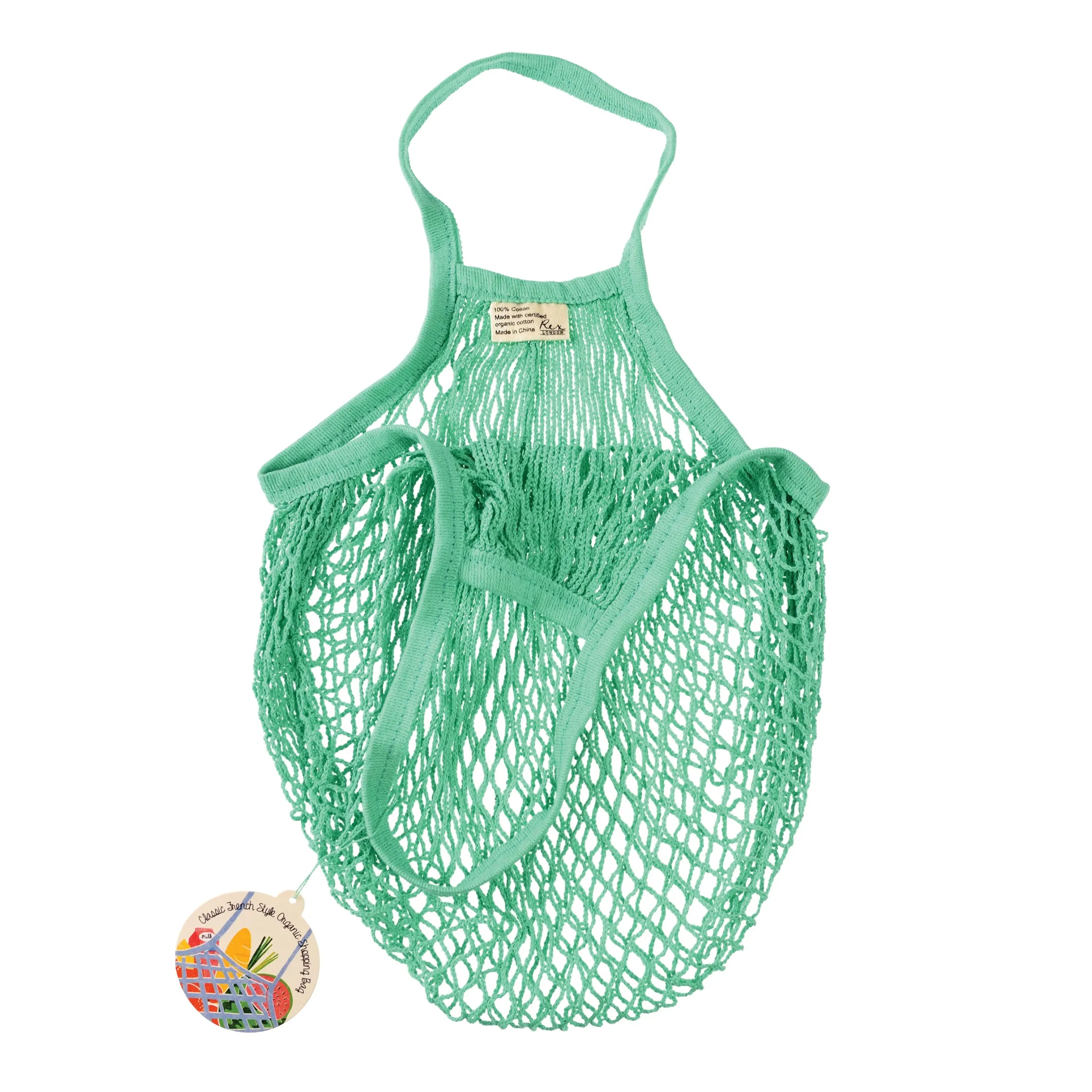 Green organic string shopping bag