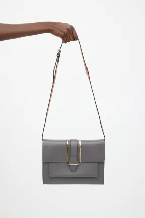 Grey Leather Bronte Flap Shoulder Flap