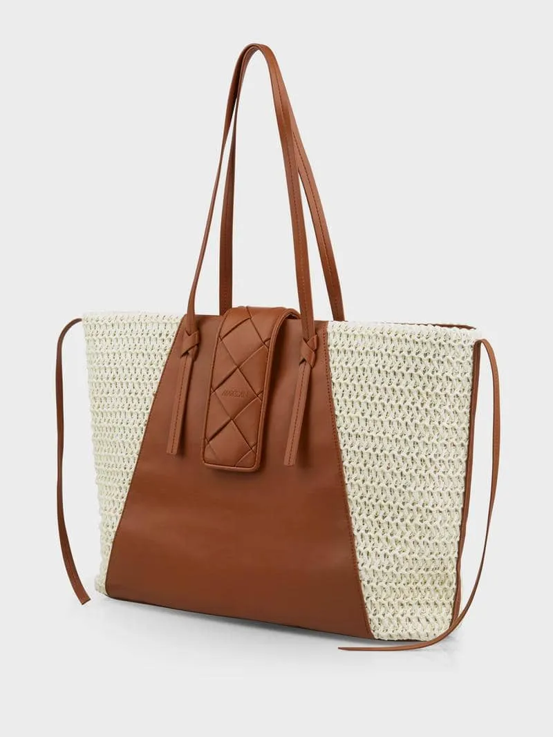 Hand Bag - Straw/Cognac