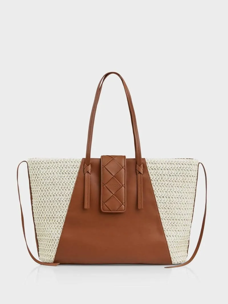 Hand Bag - Straw/Cognac