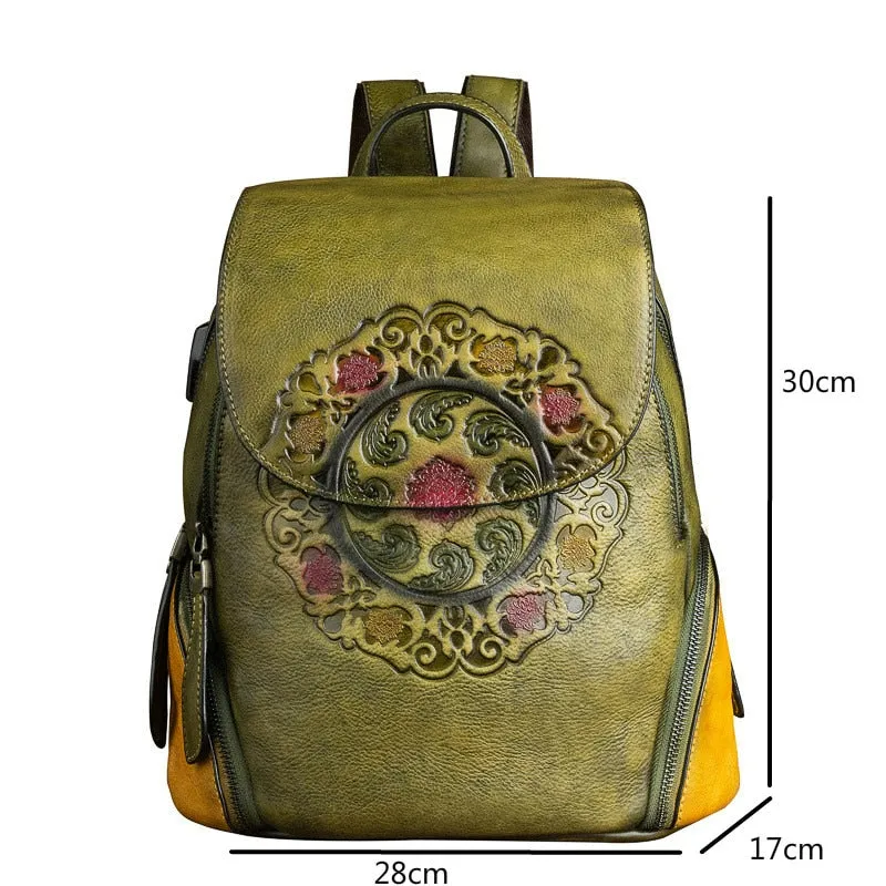 Handmade Embossed Vintage Fashion Backpack