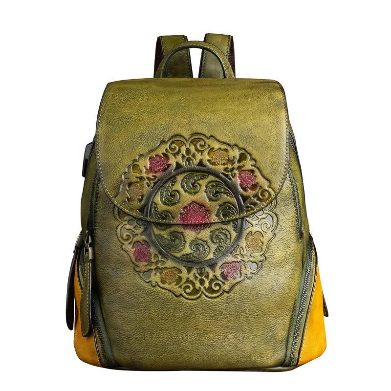 Handmade Embossed Vintage Fashion Backpack