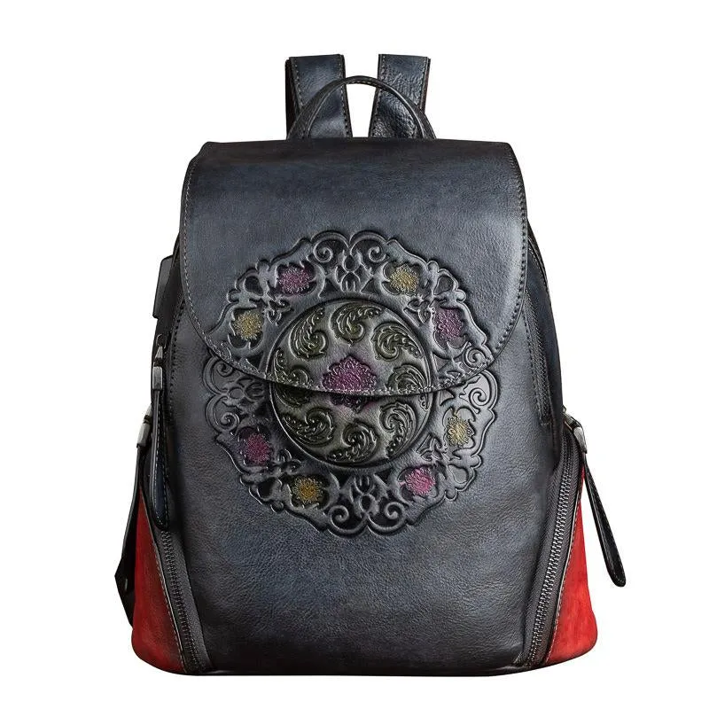 Handmade Embossed Vintage Fashion Backpack