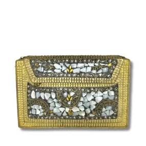 Hardshell Clutch Bag - Sleek Angular White & Gold