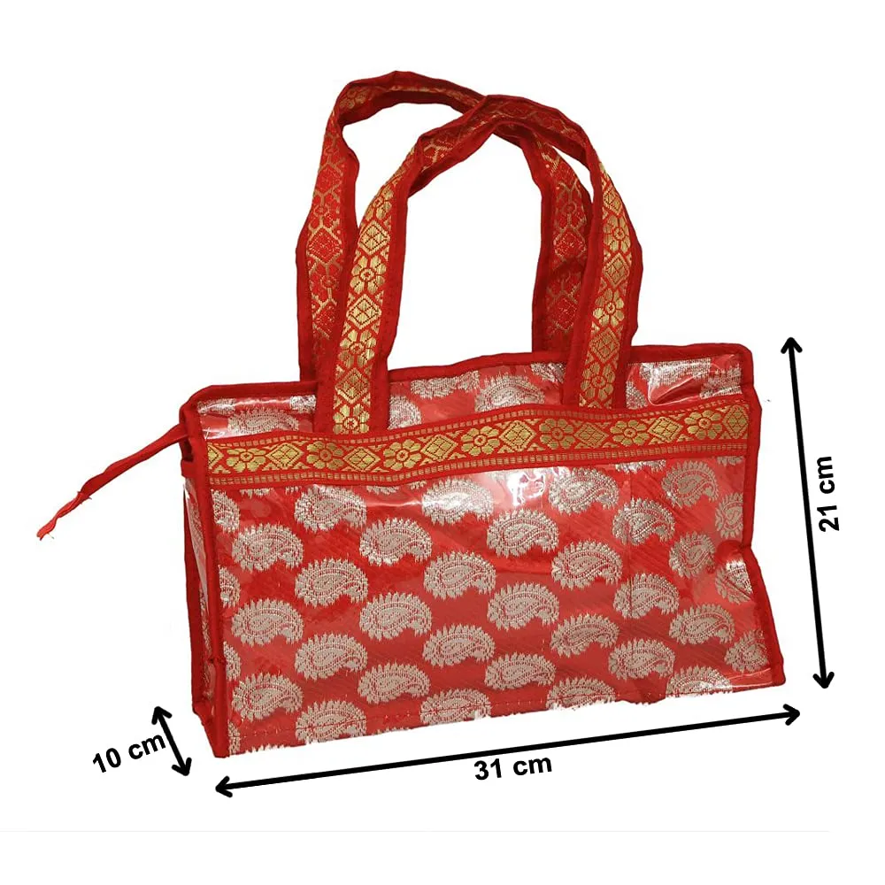 Heart Home Carry Design Laminated Multipurposes Handbag For Women (Red)-HS_38_HEARTH21254, Pack of 1