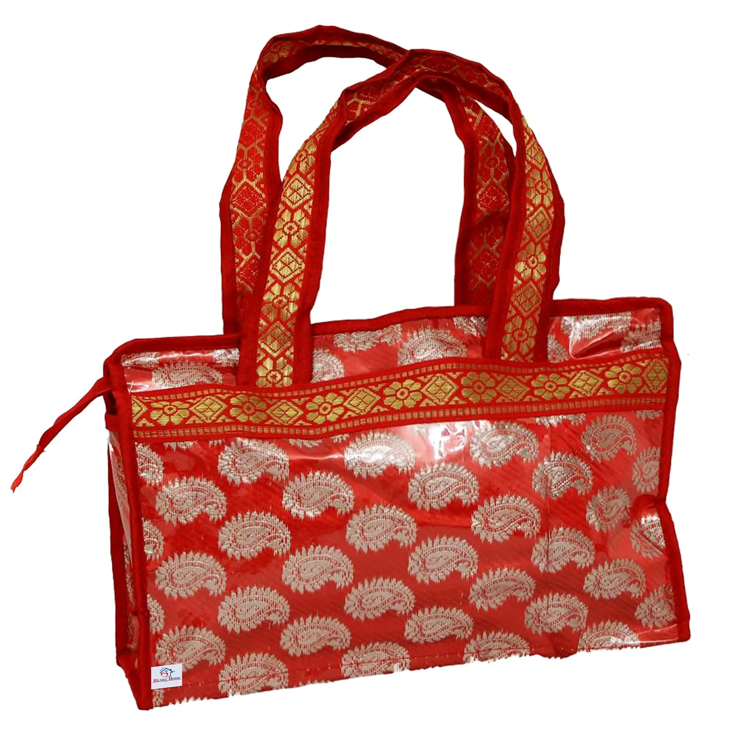 Heart Home Carry Design Laminated Multipurposes Handbag For Women (Red)-HS_38_HEARTH21254, Pack of 1