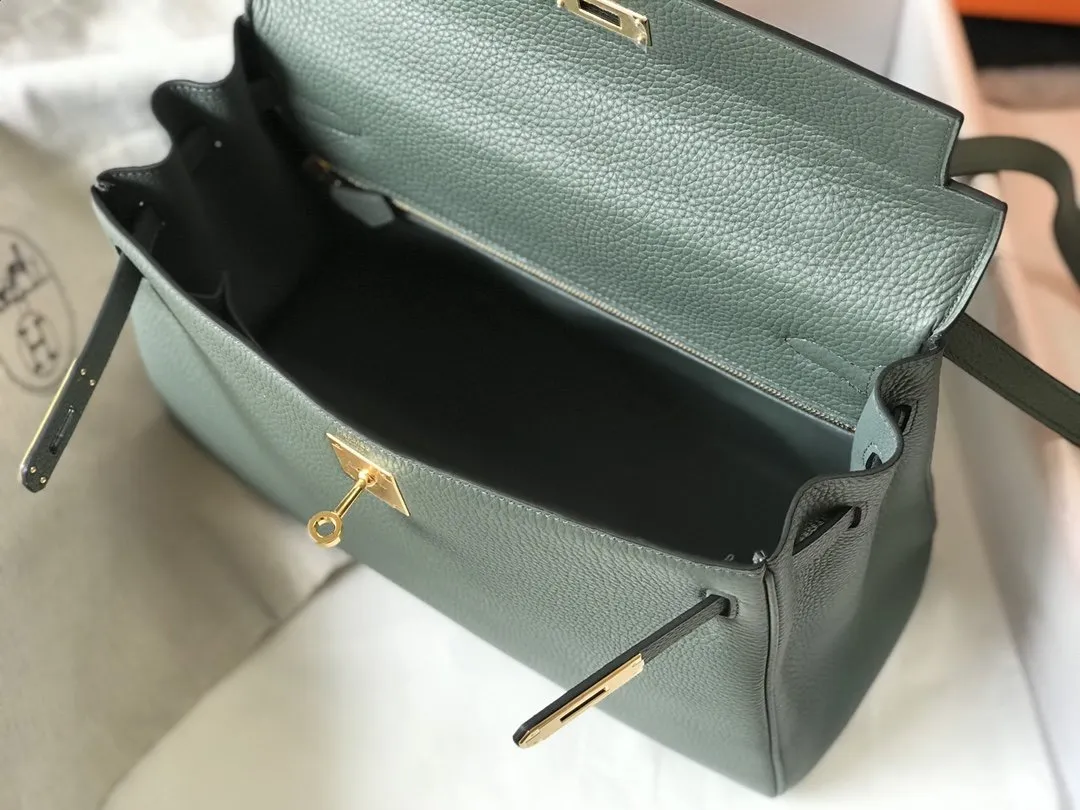 Hermès Kelly 28 Togo Vert Fonce GHW Bag For Women, Handbags, Shoulder Bags 11in/28cm