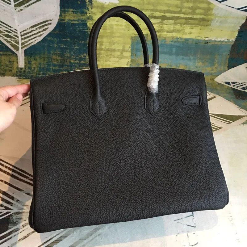 HM Birkin Black For Women Silver Toned Hardware 11.8in/30cm