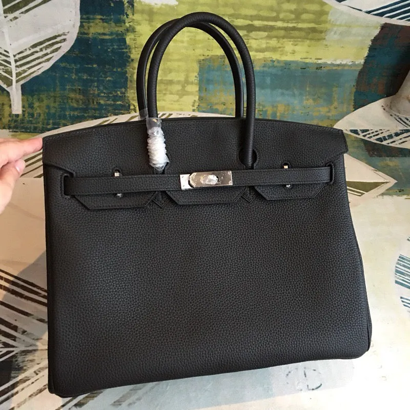 HM Birkin Black For Women Silver Toned Hardware 11.8in/30cm