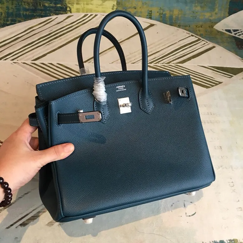 HM Birkin Black For Women Silver Toned Hardware 9.8in/25cm