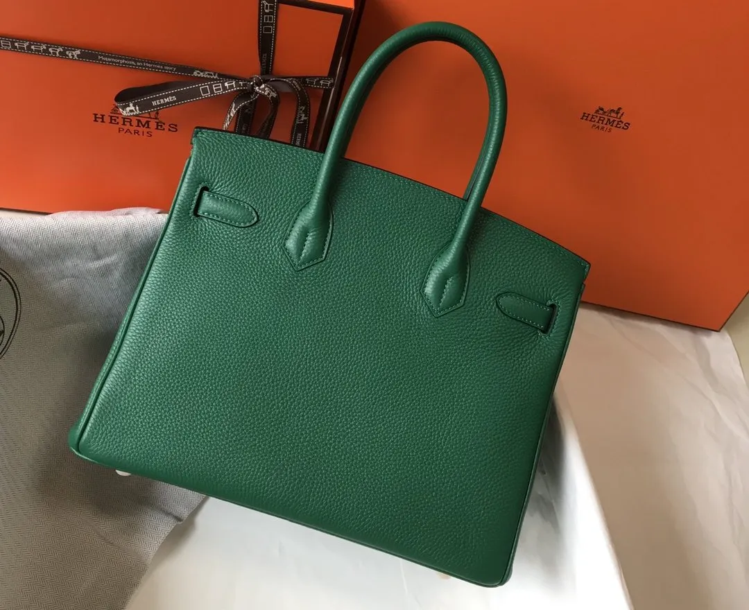 HM Birkin Green For Women Gold-Toned Hardware 11in/30cm