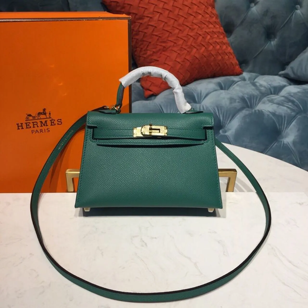 HM Mini Kelly 20 Sellier Epsom Green Bag For Women, Handbags, Shoulder Bags 7.5in/20cm