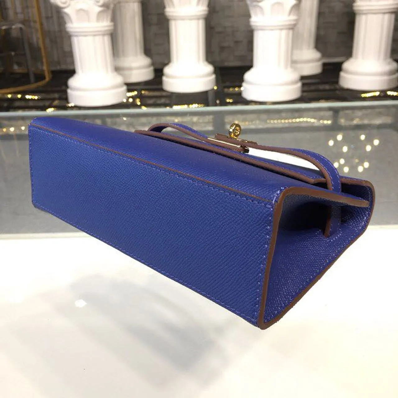 HM Mini Kelly KP Pochette Electric Blue For Women Gold Toned Hardware 8.7in/22cm