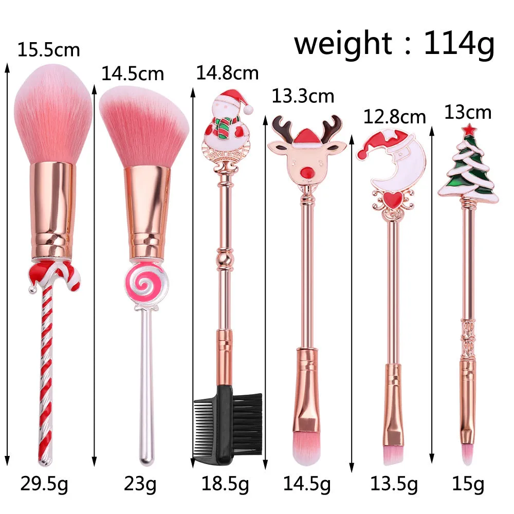 Holiday Christmas Makeup Brushes Set with Drawstring Bag