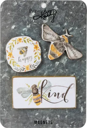 Honey Bee Kind Happy Magnet Set