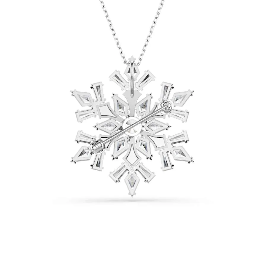 Idyllia White Snowflake Rhodium Plated Pendant 5693226