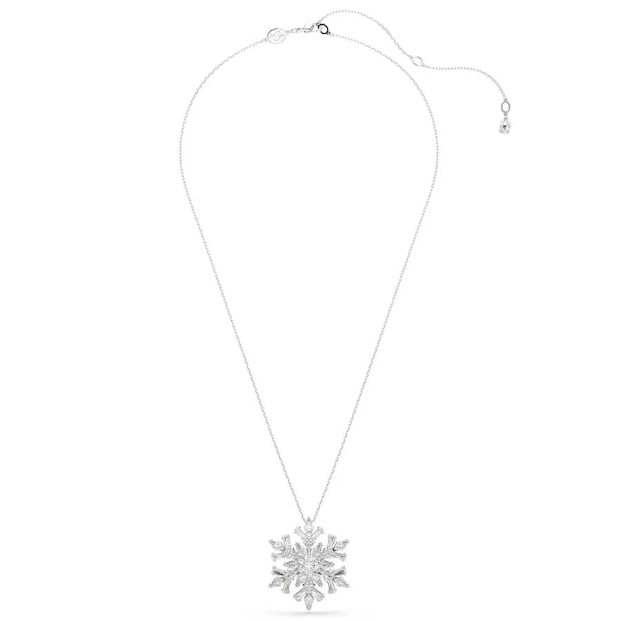 Idyllia White Snowflake Rhodium Plated Pendant 5693226