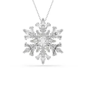 Idyllia White Snowflake Rhodium Plated Pendant 5693226