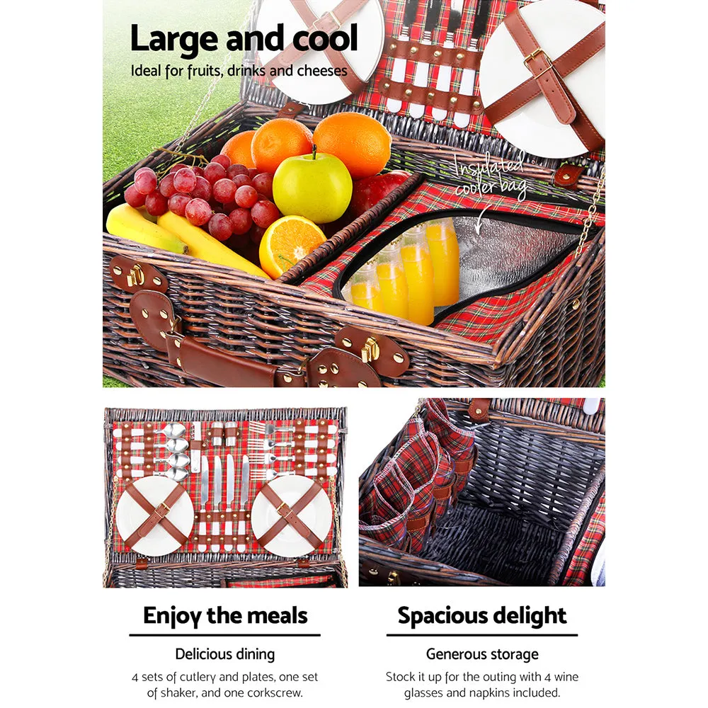 Insulated 4 Person Picnic Basket Set with Blanket - Alfresco