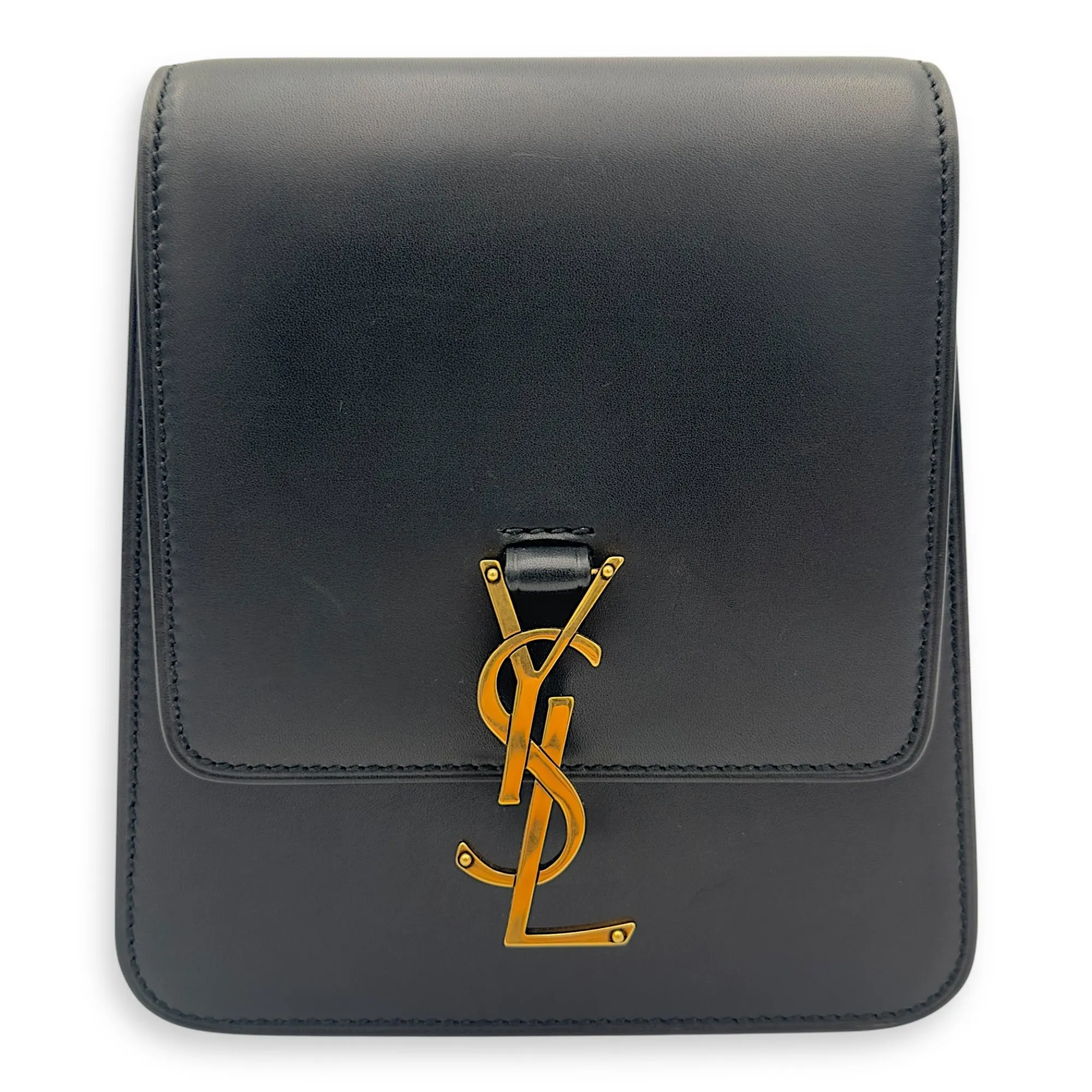 Kaia Crossbody Bag Black in Calfskin, Gold hardware