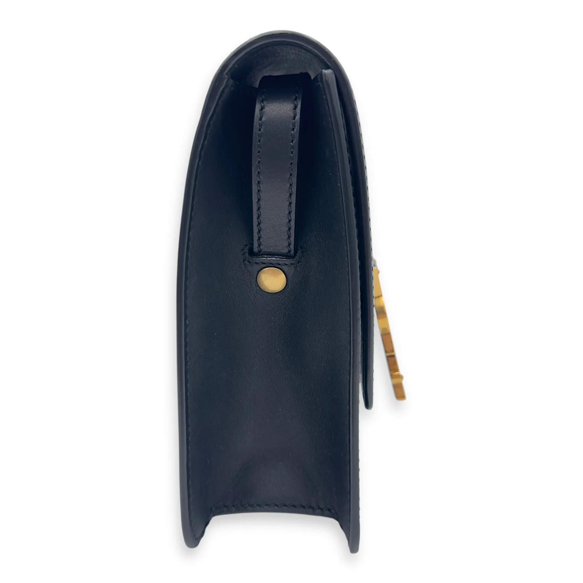 Kaia Crossbody Bag Black in Calfskin, Gold hardware