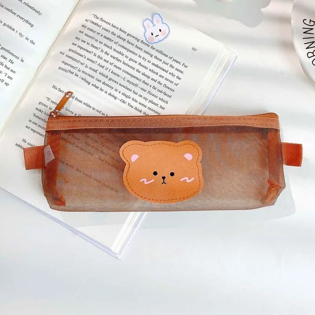 Kawaii Bear Mesh Pencil Bag Case