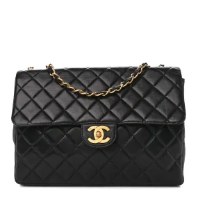 Lambskin Quilted XL Jumbo Single Flap Black