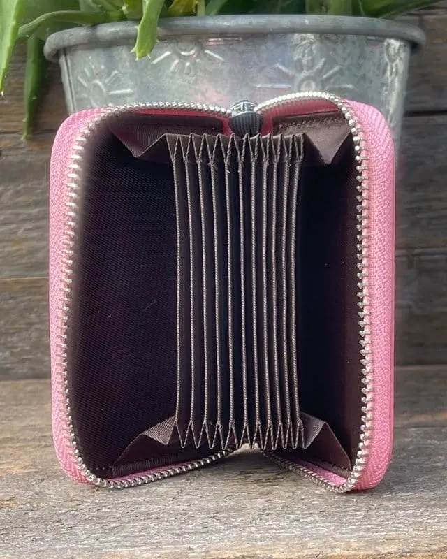 Leather Card Holder Purse - Pink