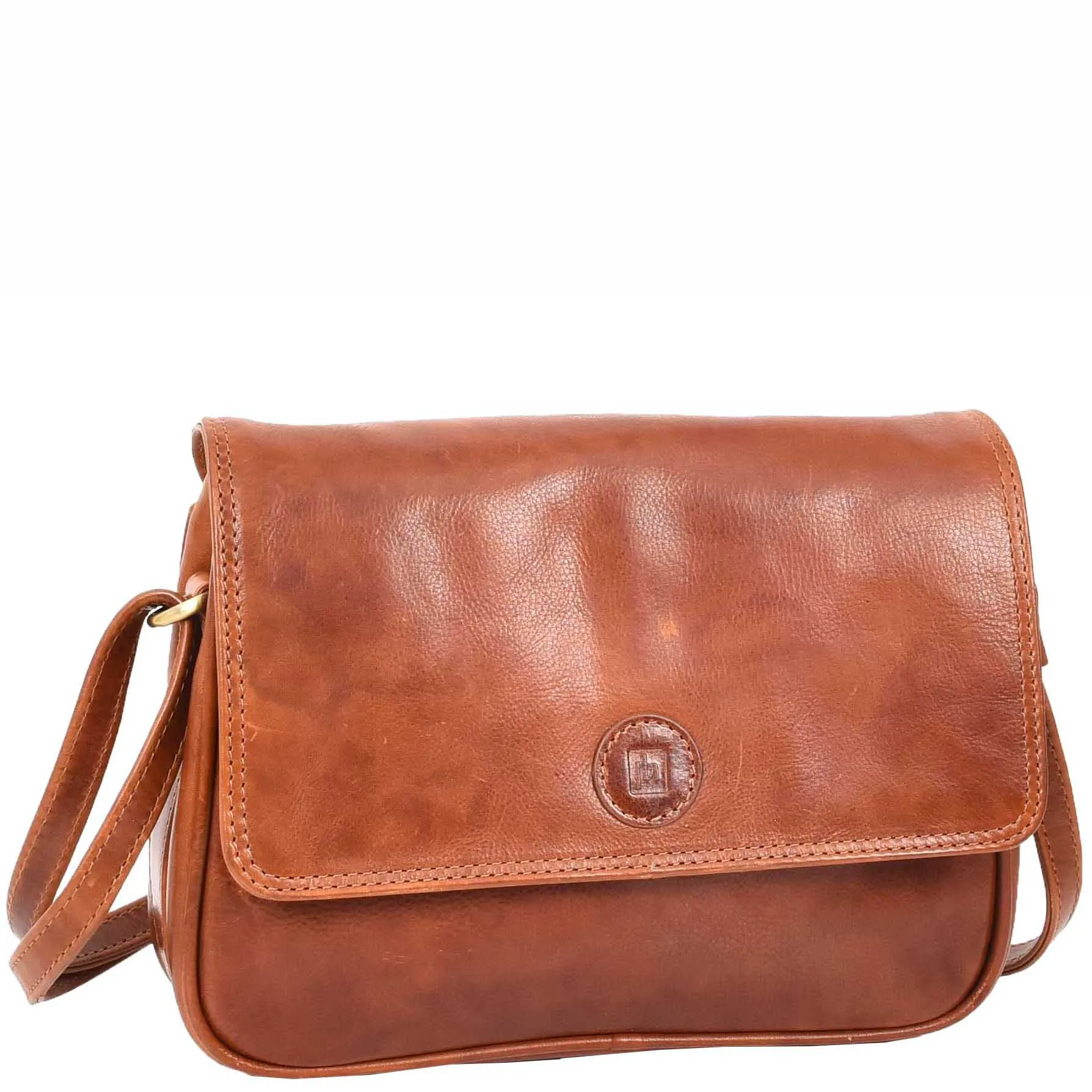 Leather Crossbody Bag Classic Casual Multi Pockets Organiser A202 Cognac