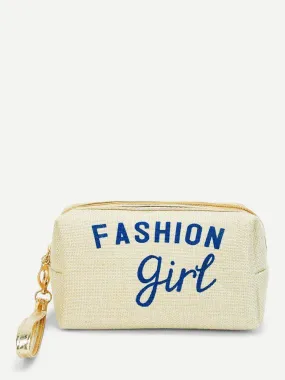 Letter Print Zipper Makeup Bag