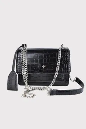 LISSY black croc/silver shoulder bag