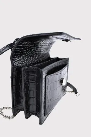 LISSY black croc/silver shoulder bag