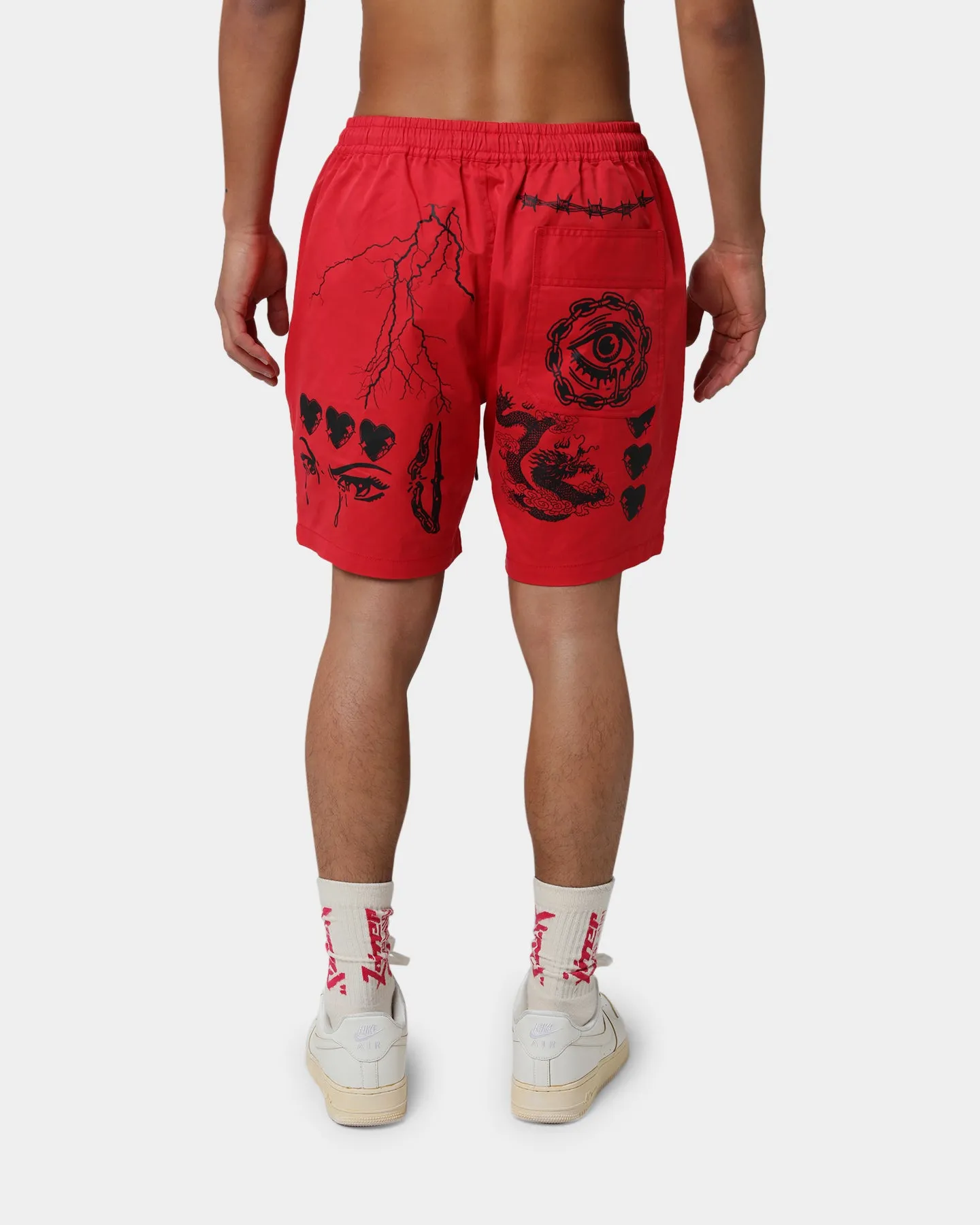 Loiter Dystopia Multi Logo Shorts Red