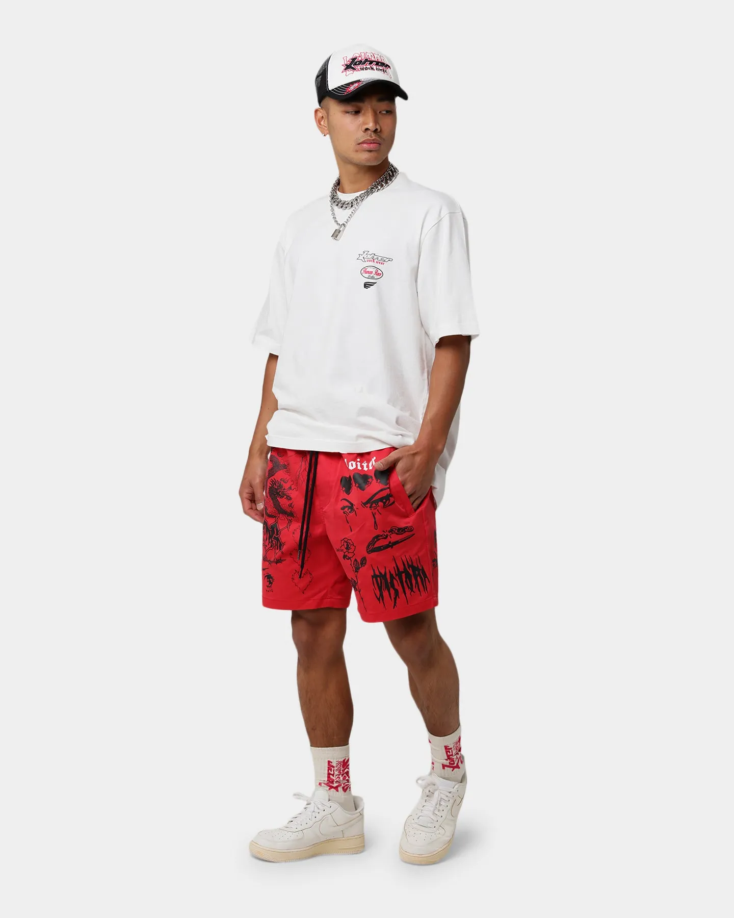 Loiter Dystopia Multi Logo Shorts Red