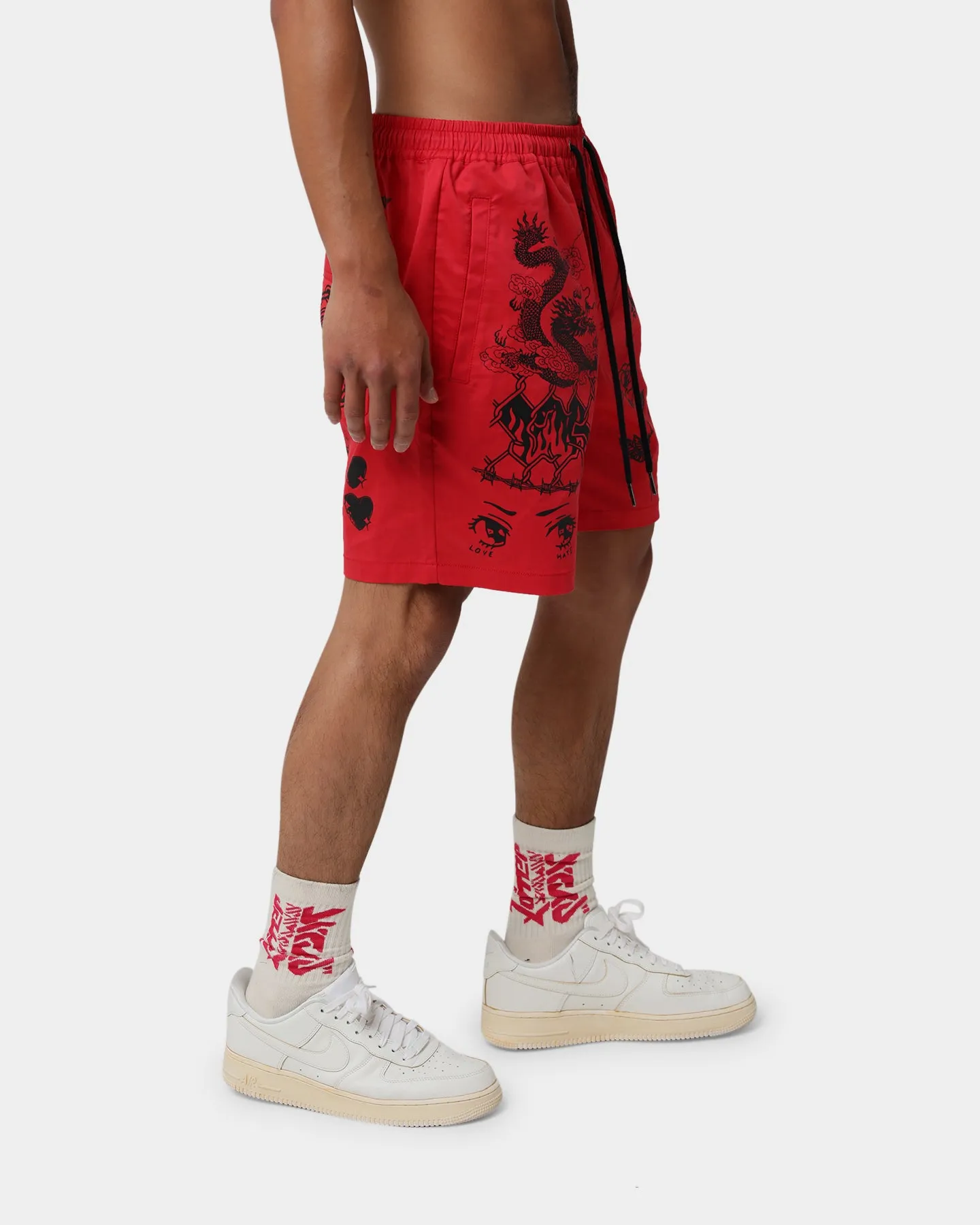 Loiter Dystopia Multi Logo Shorts Red