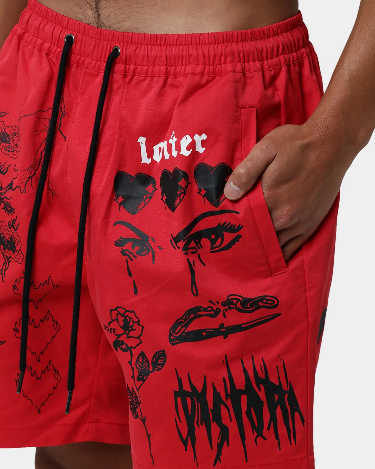 Loiter Dystopia Multi Logo Shorts Red