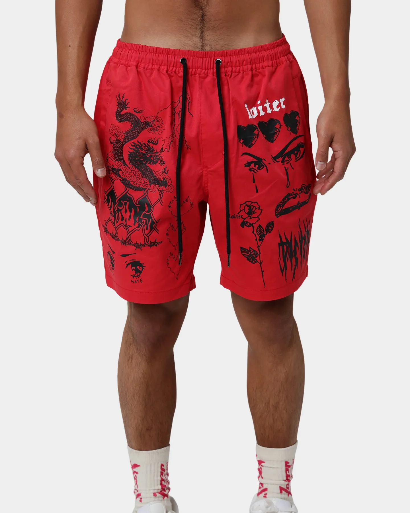 Loiter Dystopia Multi Logo Shorts Red