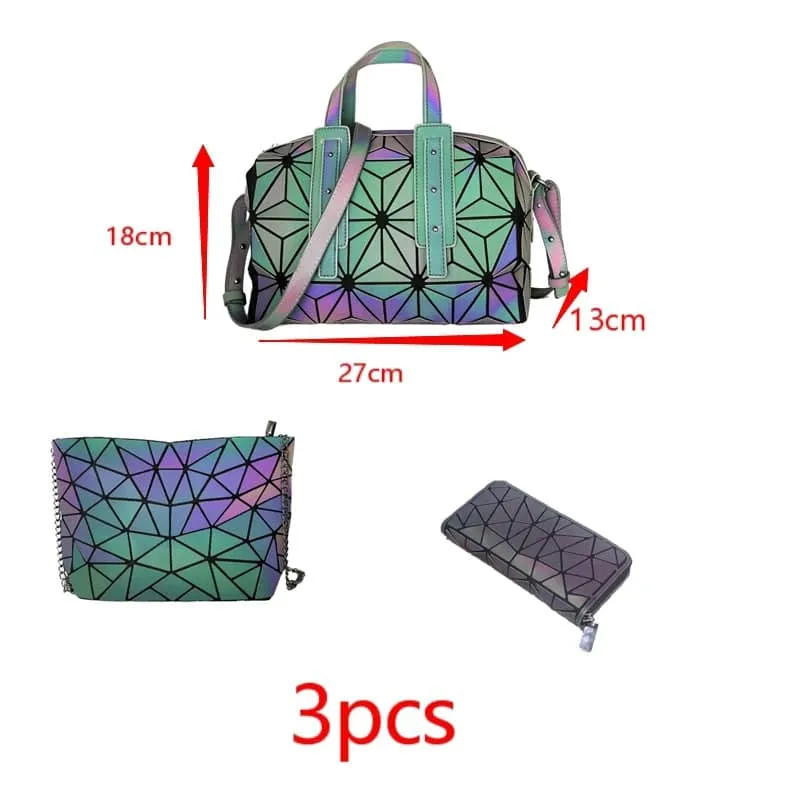 Luminous Makeup Bag Lattice Design Geometric Bag